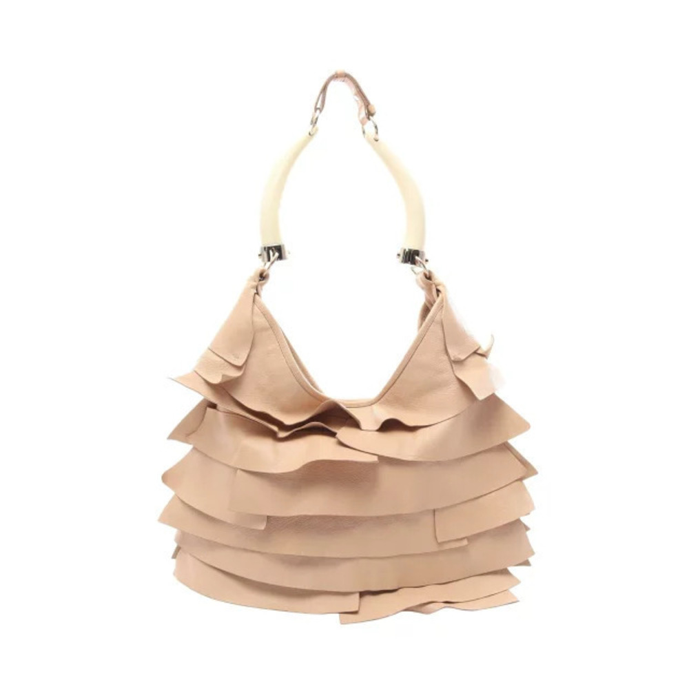 Saint Laurent Yves Tropez Shoulder Bag Leather Beige Cream
